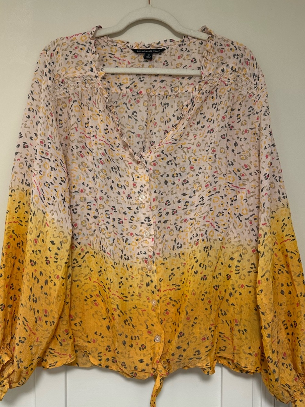 Zac & Rachel Pink and Yellow Ombre Leopard Button-Front Shirt